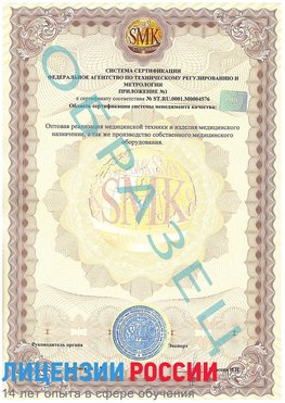Образец сертификата соответствия (приложение) Березовка Сертификат ISO 13485